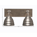 Oxbridge Two Light Bath Bar in Graphite & Painted Distressed Wood-look Metal with 6" Graphite Beehive Metal Shade Shade