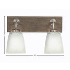 Oxbridge Two Light Bath Bar in Graphite & Painted Distressed Wood-look Metal with 4.5" Square White Muslin Shade