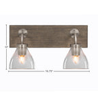Oxbridge Two Light Bath Bar in Graphite & Painted Distressed Wood-look Metal with 6.25" Clear Bubble Shade