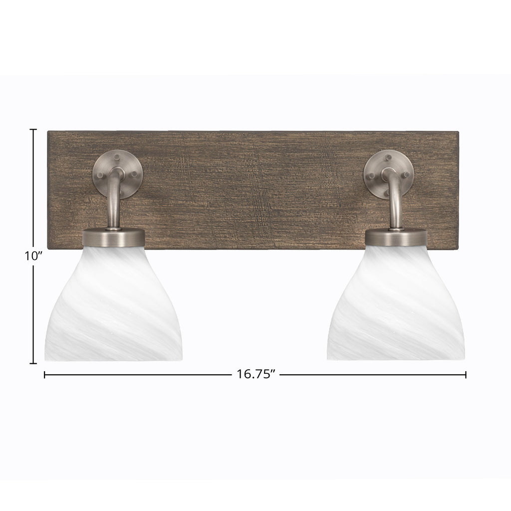 Oxbridge Two Light Bath Bar in Graphite & Painted Distressed Wood-look Metal with 6.25" White Marble Shade