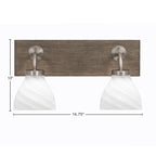 Oxbridge Two Light Bath Bar in Graphite & Painted Distressed Wood-look Metal with 6.25" White Marble Shade