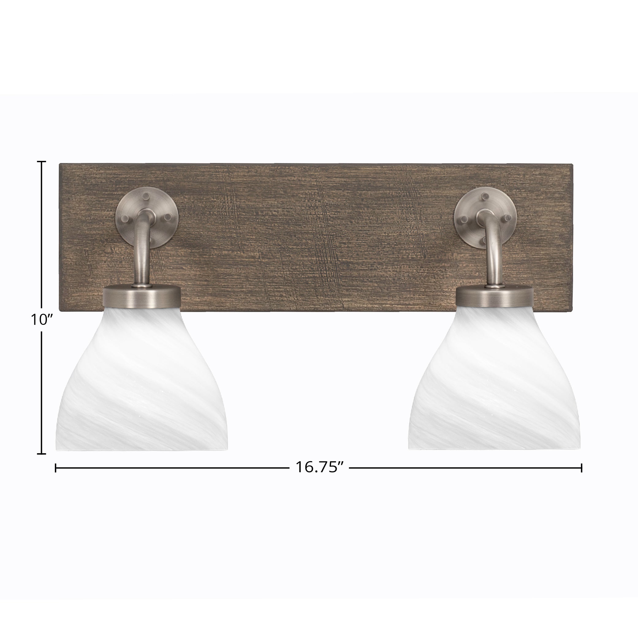 Oxbridge Two Light Bath Bar in Graphite & Painted Distressed Wood-look Metal with 6.25" White Marble Shade