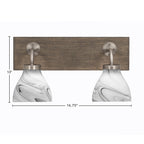 Oxbridge Two Light Bath Bar in Graphite & Painted Distressed Wood-look Metal with 6.25" Onyx Swirl Shade