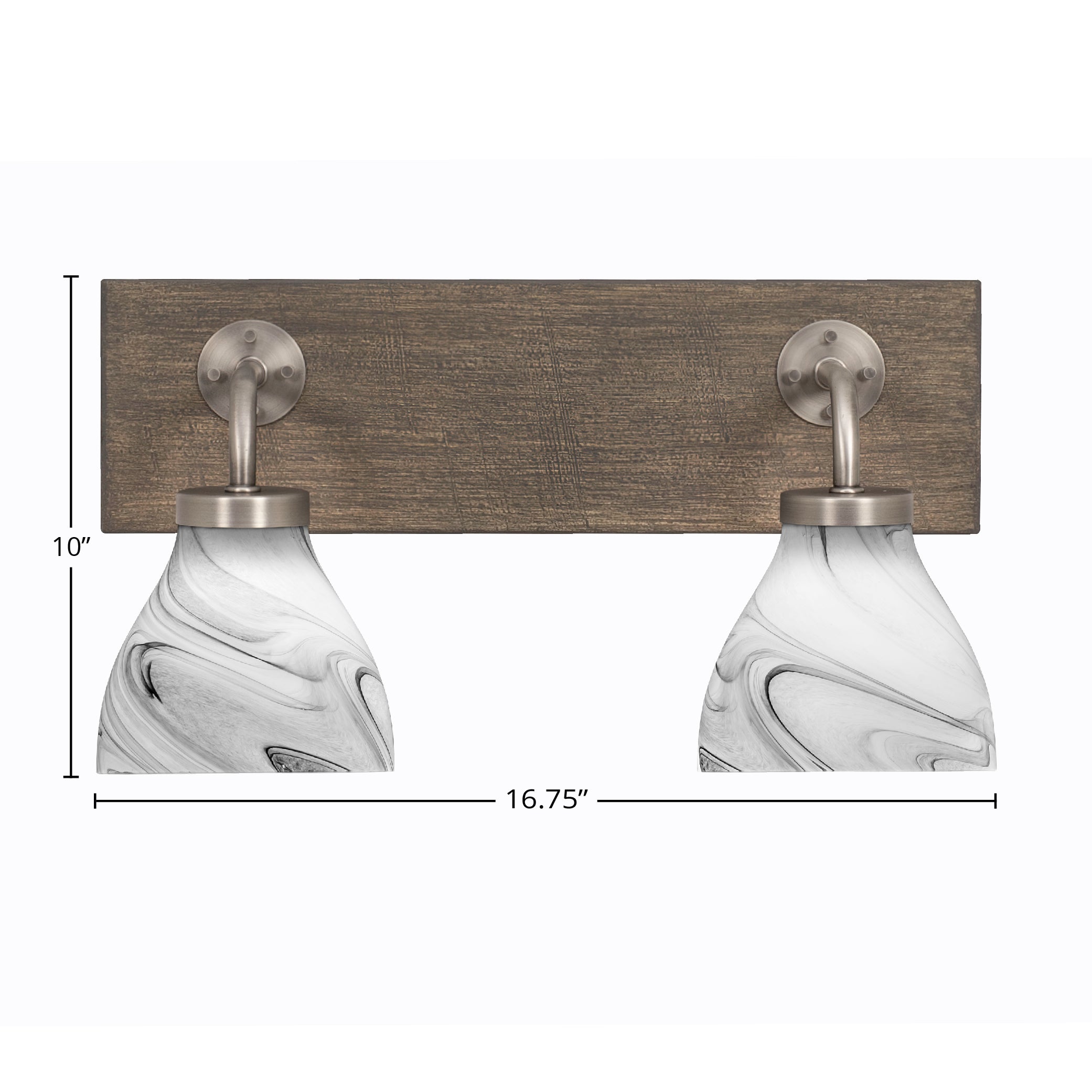Oxbridge Two Light Bath Bar in Graphite & Painted Distressed Wood-look Metal with 6.25" Onyx Swirl Shade