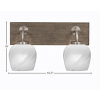 Oxbridge Two Light Bath Bar in Graphite & Painted Distressed Wood-look Metal with 6" White Marble Shade
