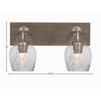 Oxbridge Two Light Bath Bar in Graphite & Painted Distressed Wood-look Metal with 6" Smoke Bubble Shade