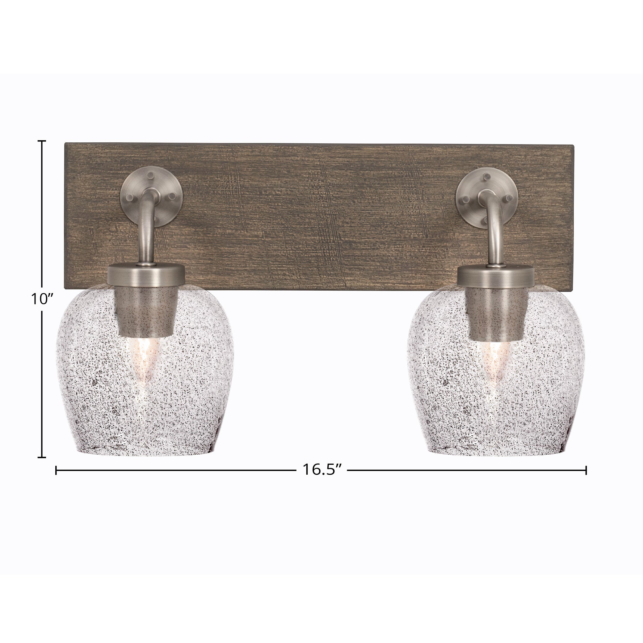 Oxbridge Two Light Bath Bar in Graphite & Painted Distressed Wood-look Metal with 6" Smoke Bubble Shade