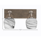 Oxbridge Two Light Bath Bar in Graphite & Painted Distressed Wood-look Metal with 6" Onyx Swirl Shade