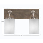 Oxbridge Two Light Bath Bar in Graphite & Painted Distressed Wood-look Metal with 4" Square White Muslin Shade