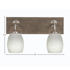 Oxbridge Two Light Bath Bar in Graphite & Painted Distressed Wood-look Metal with 5" White Linen Shade