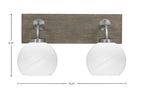 Oxbridge Two Light Bath Bar in Graphite & Painted Distressed Wood-look Metal with 5.75" White Marble Shade