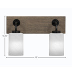 Oxbridge Two Light Bath Bar in Matte Black & Painted Distressed Wood-look Metal with 4" White Marble Shade
