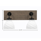 Oxbridge Two Light Bath Bar in Matte Black & Painted Distressed Wood-look Metal with 6.25" White Marble Shade
