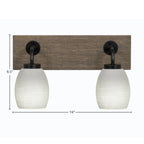 Oxbridge Two Light Bath Bar in Matte Black & Painted Distressed Wood-look Metal with 5" White Linen Shade