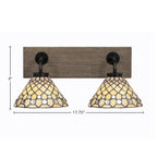 Oxbridge Two Light Bath Bar in Matte Black & Painted Distressed Wood-look Metal with 7" Starlight Art Glass Shade