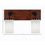Oxbridge Two Light Bath Bar in Matte Black & Painted Wood-look Metal with 4" White Muslin Shade