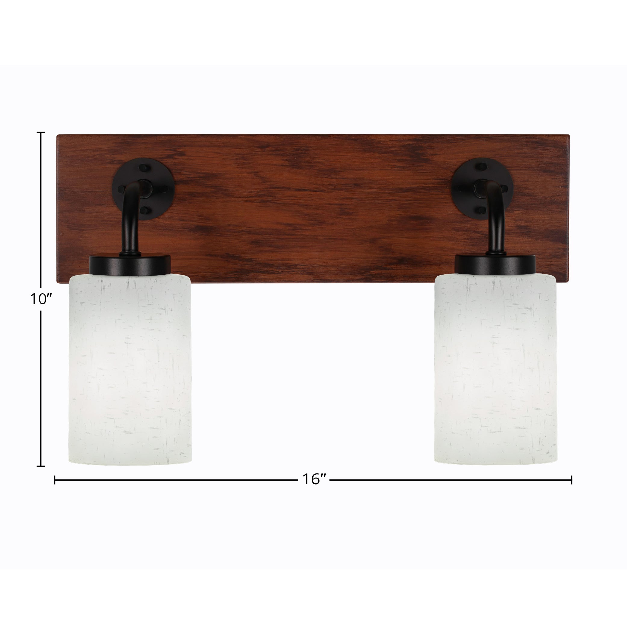 Oxbridge Two Light Bath Bar in Matte Black & Painted Wood-look Metal with 4" White Muslin Shade