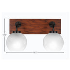 Oxbridge Two Light Bath Bar in Matte Black & Painted Wood-look Metal with 5.75" White Marble Shade