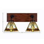 Oxbridge Two Light Bath Bar in Matte Black & Painted Wood-look Metal with 7" Zion Art Glass Shade
