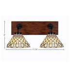 Oxbridge Two Light Bath Bar in Matte Black & Painted Wood-look Metal with 7" Starlight Art Glass Shade
