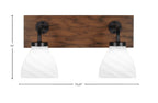 Oxbridge Two Light Bath Bar in Matte Black & Painted Wood-look Metal with 6.25" White Marble Shade