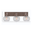 Oxbridge Three Light Bath Bar in Graphite & Painted Distressed Wood-look Metal with 7" Clear Bubble Shade