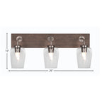 Oxbridge Three Light Bath Bar in Graphite & Painted Distressed Wood-look Metal with 5" Clear Bubble Shade