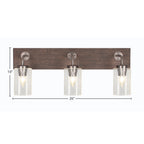 Oxbridge Three Light Bath Bar in Graphite & Painted Distressed Wood-look Metal with 4" Clear Bubble Shade