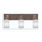 Oxbridge Three Light Bath Bar in Graphite & Painted Distressed Wood-look Metal with 4" White Marble Shade