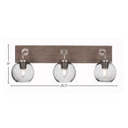 Oxbridge Three Light Bath Bar in Graphite & Painted Distressed Wood-look Metal with 5.75" Clear Bubble Shade