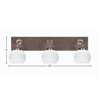 Oxbridge Three Light Bath Bar in Graphite & Painted Distressed Wood-look Metal with 5.75" White Marble Shade