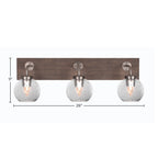Oxbridge Three Light Bath Bar in Graphite & Painted Distressed Wood-look Metal with 5.75" Smoke Bubble Shade