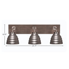 Oxbridge Three Light Bath Bar in Graphite & Painted Distressed Wood-look Metal with 6" Graphite Beehive Metal Shade Shade