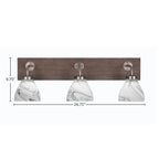 Oxbridge Three Light Bath Bar in Graphite & Painted Distressed Wood-look Metal with 6.25" Onyx Swirl Shade