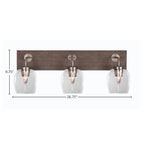 Oxbridge Three Light Bath Bar in Graphite & Painted Distressed Wood-look Metal with 6" Clear Bubble Shade