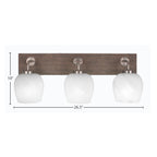 Oxbridge Three Light Bath Bar in Graphite & Painted Distressed Wood-look Metal with 6" White Marble Shade