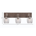 Oxbridge Three Light Bath Bar in Graphite & Painted Distressed Wood-look Metal with 6" Smoke Bubble Shade