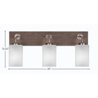 Oxbridge Three Light Bath Bar in Graphite & Painted Distressed Wood-look Metal with 4" Square White Muslin Shade