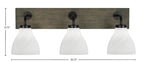 Oxbridge Three Light Bath Bar in Matte Black & Painted Distressed Wood-look Metal with 6.25" White Marble Shade
