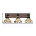 Oxbridge Three Light Bath Bar in Matte Black & Painted Distressed Wood-look Metal with 7" Starlight Art Glass Shade