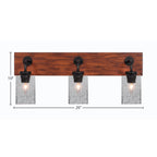 Oxbridge Three Light Bath Bar in Matte Black & Painted Wood-look Metal with 4" Smoke Bubble Shade