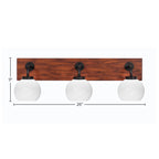 Oxbridge Three Light Bath Bar in Matte Black & Painted Wood-look Metal with 5.75" White Marble Shade