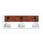 Oxbridge Three Light Bath Bar in Matte Black & Painted Wood-look Metal with 6.25" Onyx Swirl Shade