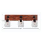 Oxbridge Three Light Bath Bar in Matte Black & Painted Wood-look Metal with 6" Clear Bubble Shade