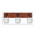 Oxbridge Three Light Bath Bar in Matte Black & Painted Wood-look Metal with 6" White Marble Shade