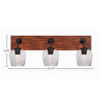 Oxbridge Three Light Bath Bar in Matte Black & Painted Wood-look Metal with 6" Smoke Bubble Shade