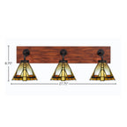 Oxbridge Three Light Bath Bar in Matte Black & Painted Wood-look Metal with 7" Zion Art Glass Shade