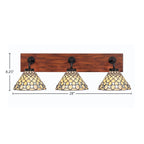 Oxbridge Three Light Bath Bar in Matte Black & Painted Wood-look Metal with 7" Starlight Art Glass Shade
