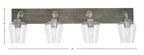 Oxbridge Four Light Bath Bar in Graphite & Painted Distressed Wood-look Metal with 5" Clear Bubble Shade