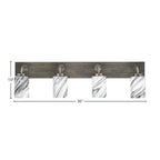 Oxbridge Four Light Bath Bar in Graphite & Painted Distressed Wood-look Metal with 4" Onyx Swirl Shade